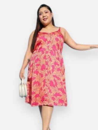 Plus Size Pink Floral Print Dress