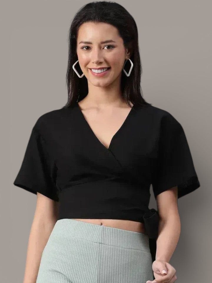 Black Cotton Crop Top