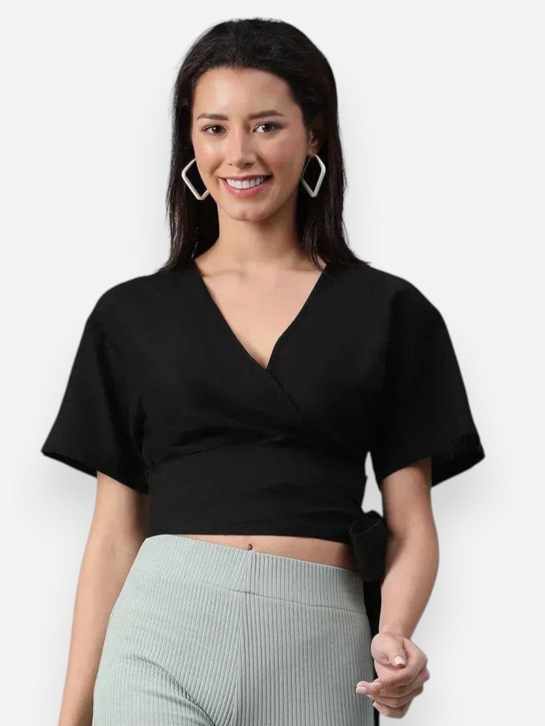 Black Cotton Crop Top