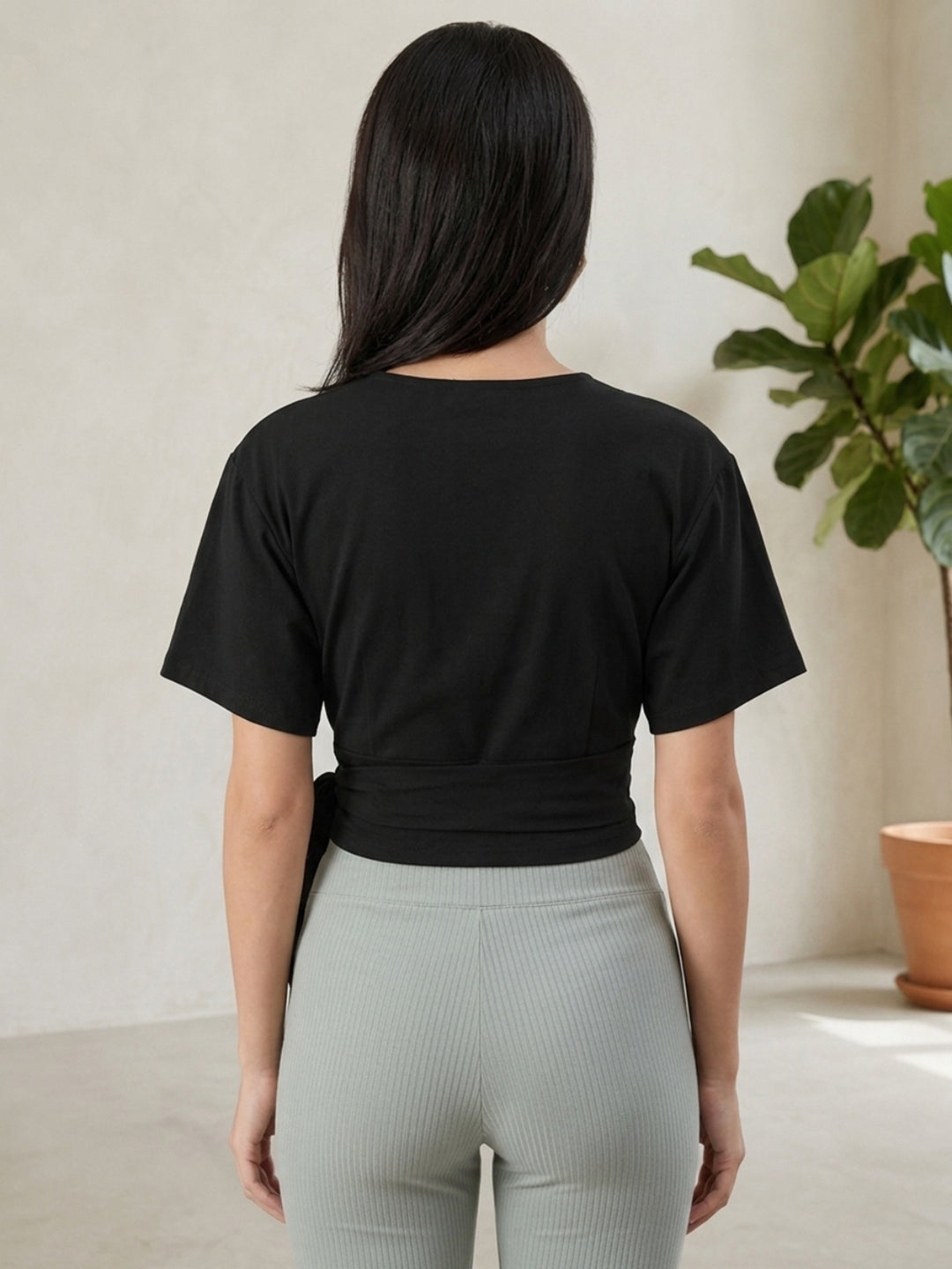 Black Cotton Crop Top
