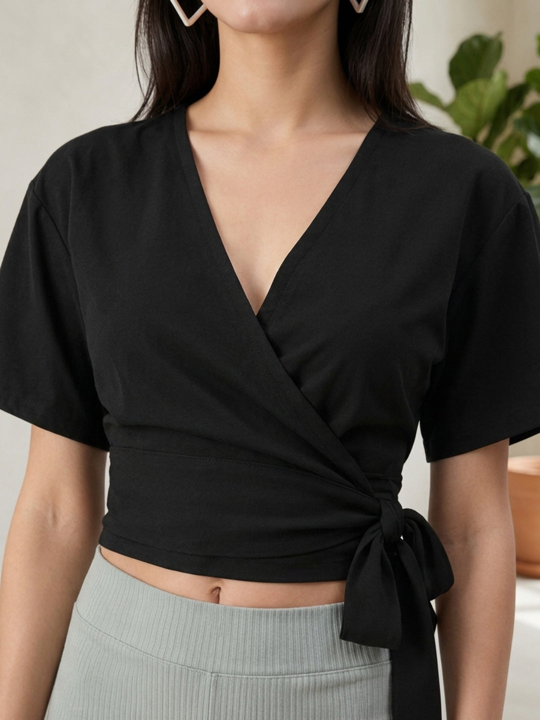 Black Cotton Crop Top