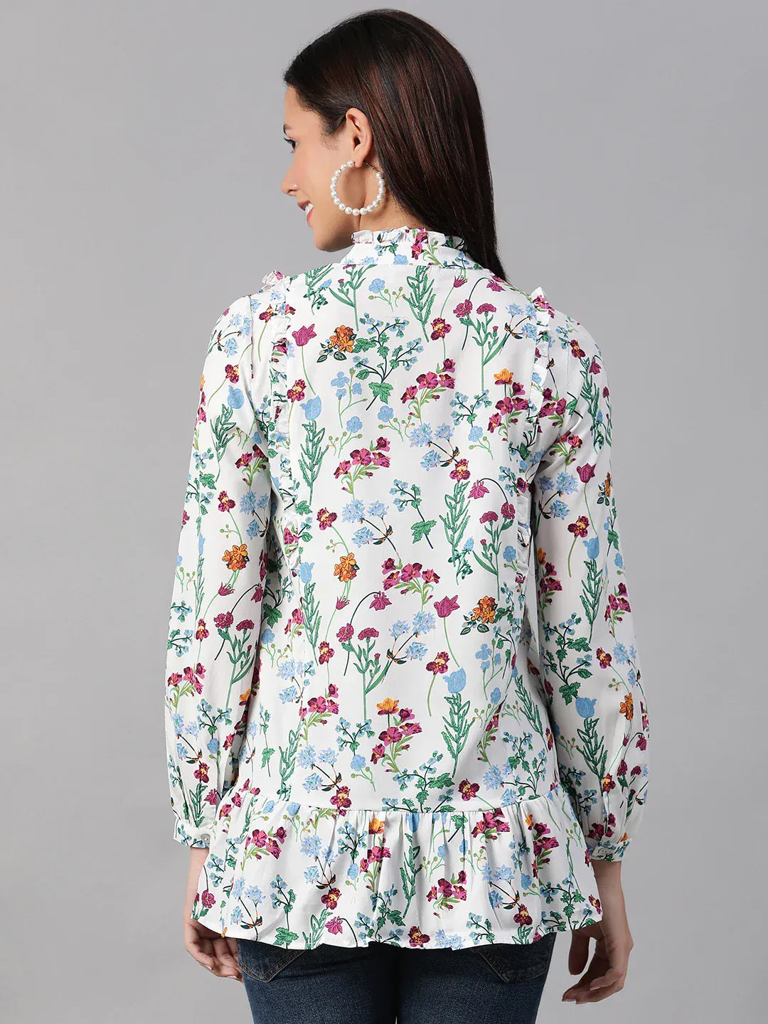 Women White Floral Print Maternity Top