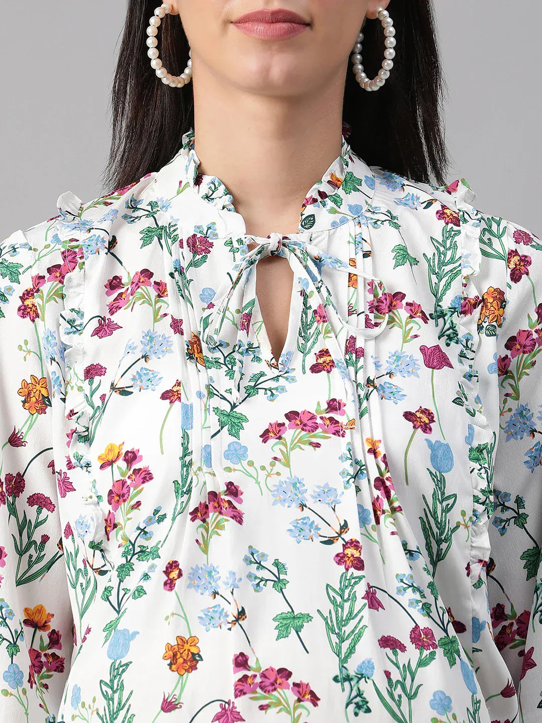 Women White Floral Print Maternity Top