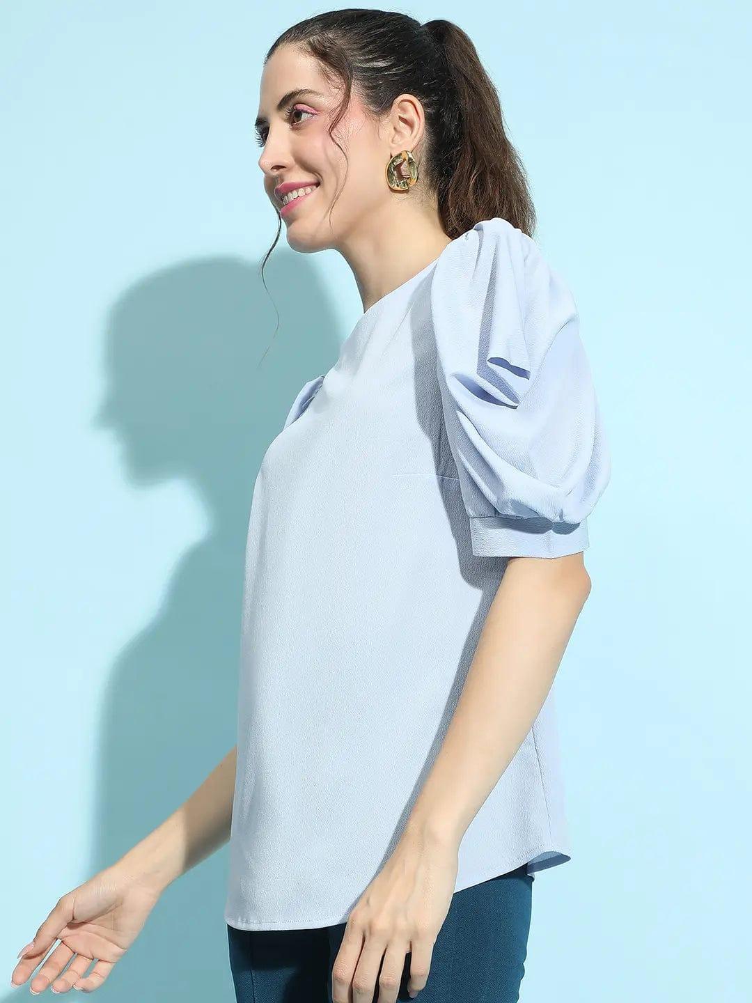 Noisy Light Green Puff Sleeve Stylish Womenâ€™s Top - oxolloxo