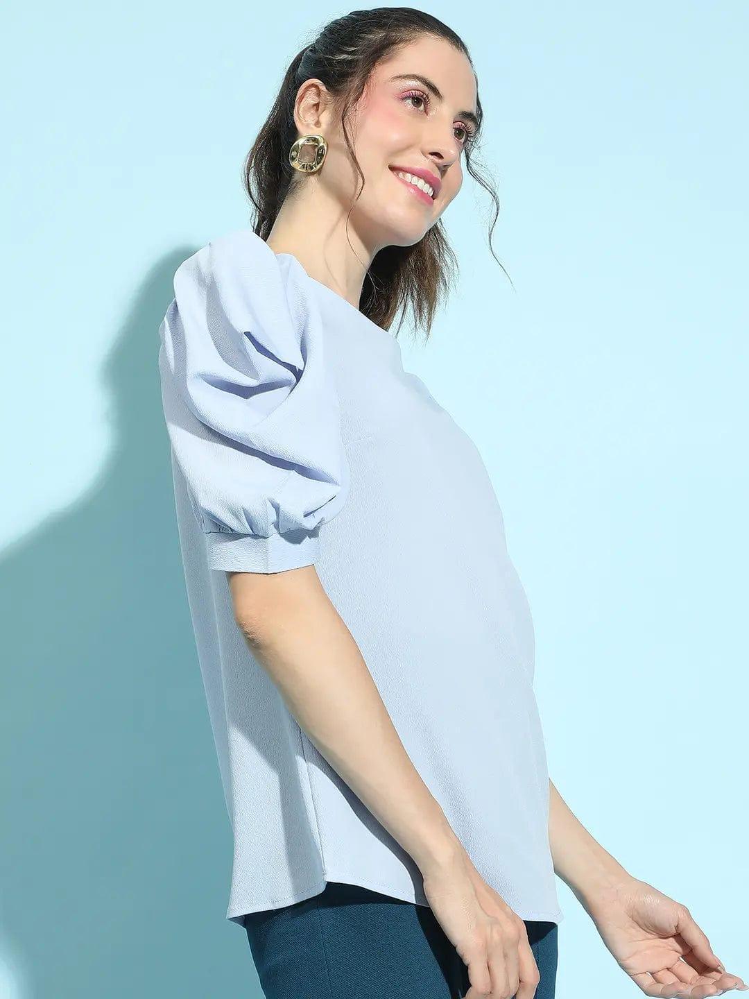 Noisy Light Green Puff Sleeve Stylish Womenâ€™s Top - oxolloxo