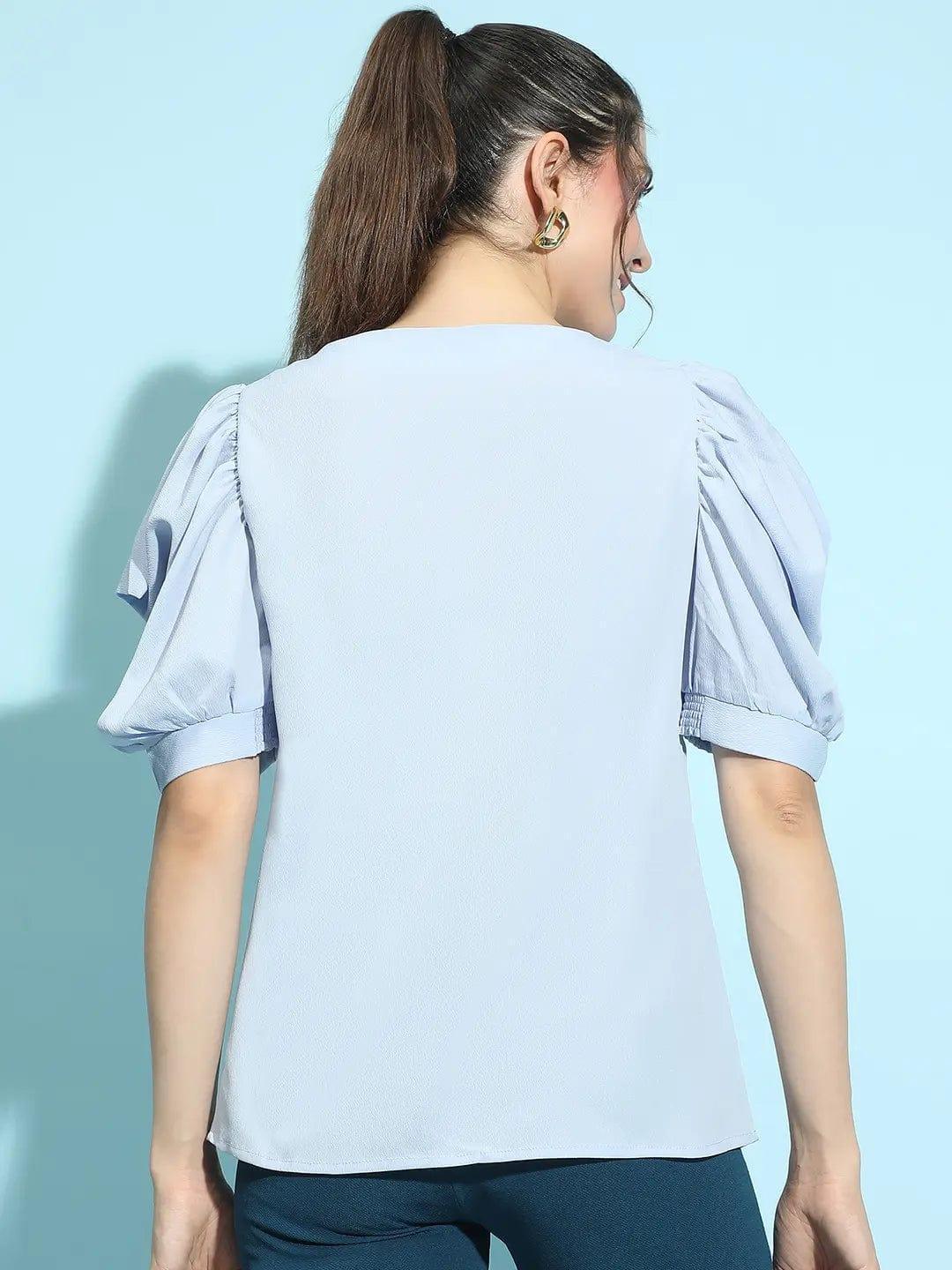 Noisy Light Green Puff Sleeve Stylish Womenâ€™s Top - oxolloxo