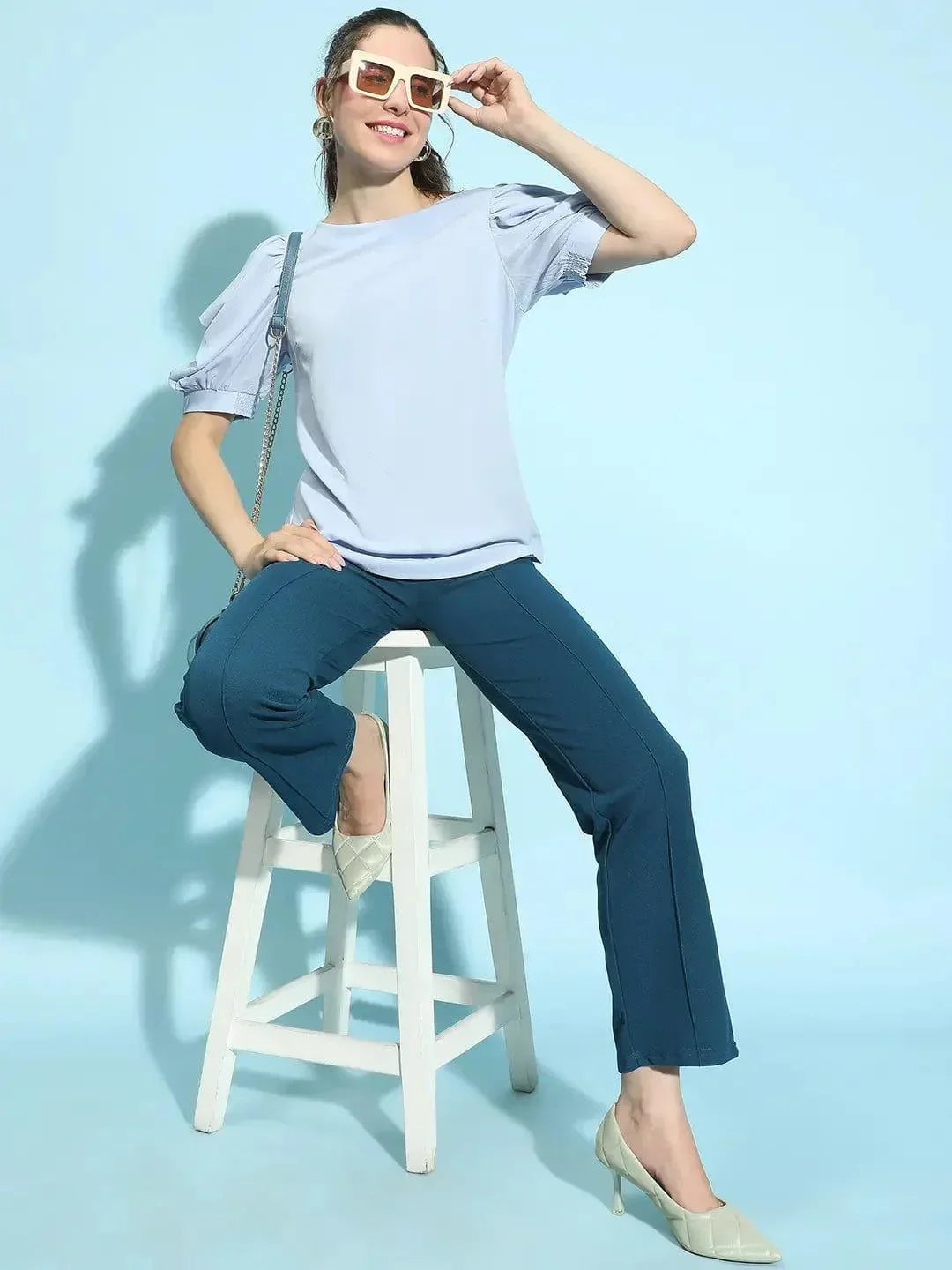 Noisy Light Green Puff Sleeve Stylish Womenâ€™s Top - oxolloxo