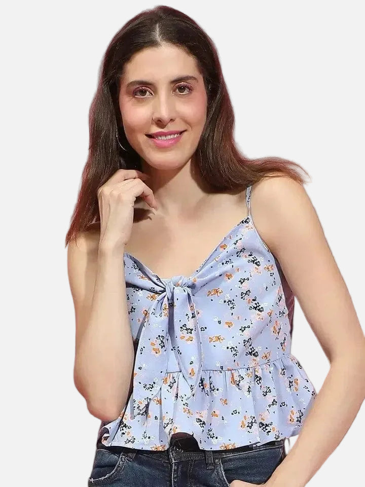 Blue Floral Crop Top