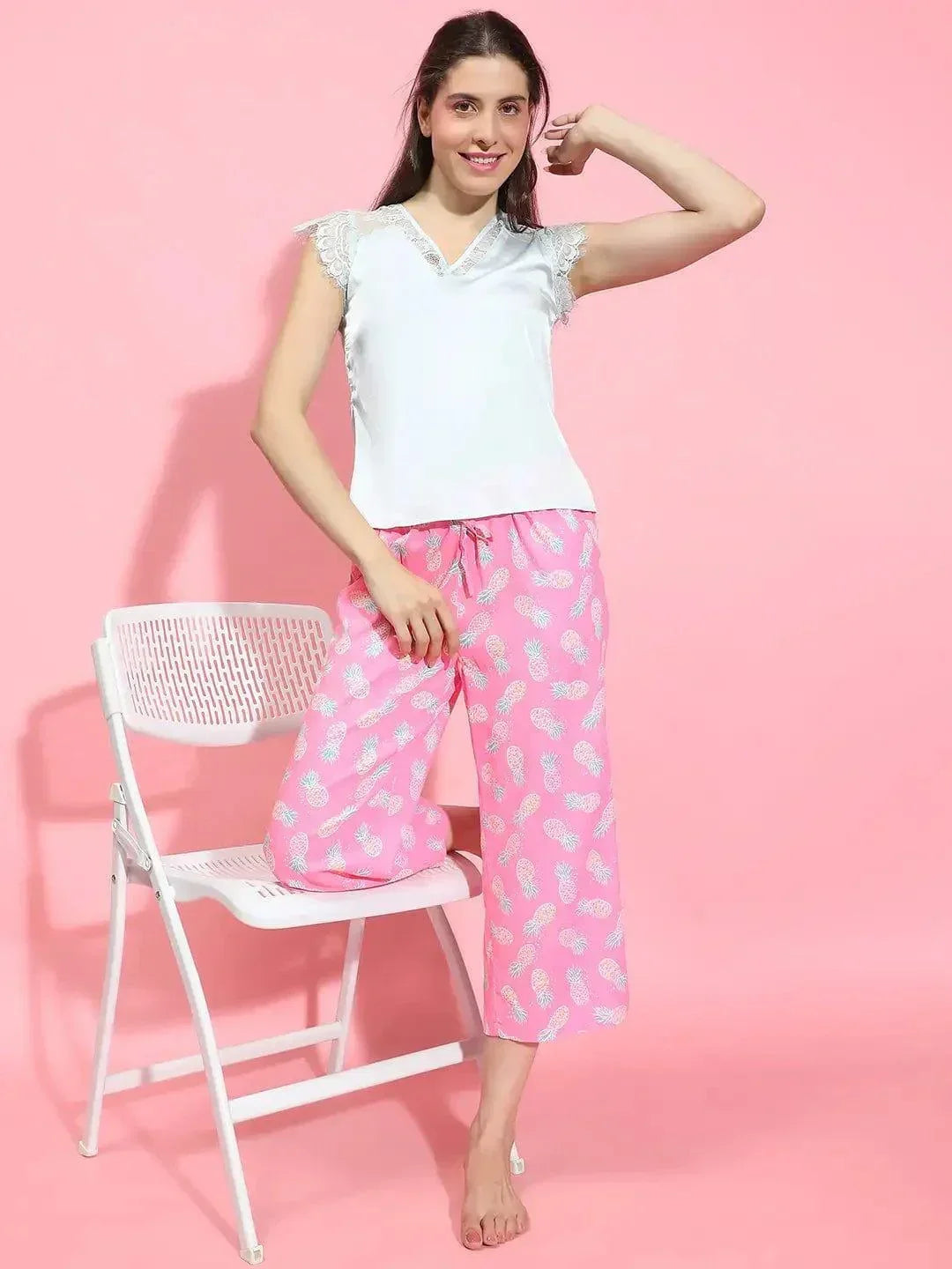 Pink Printed Nightwear Pajama
