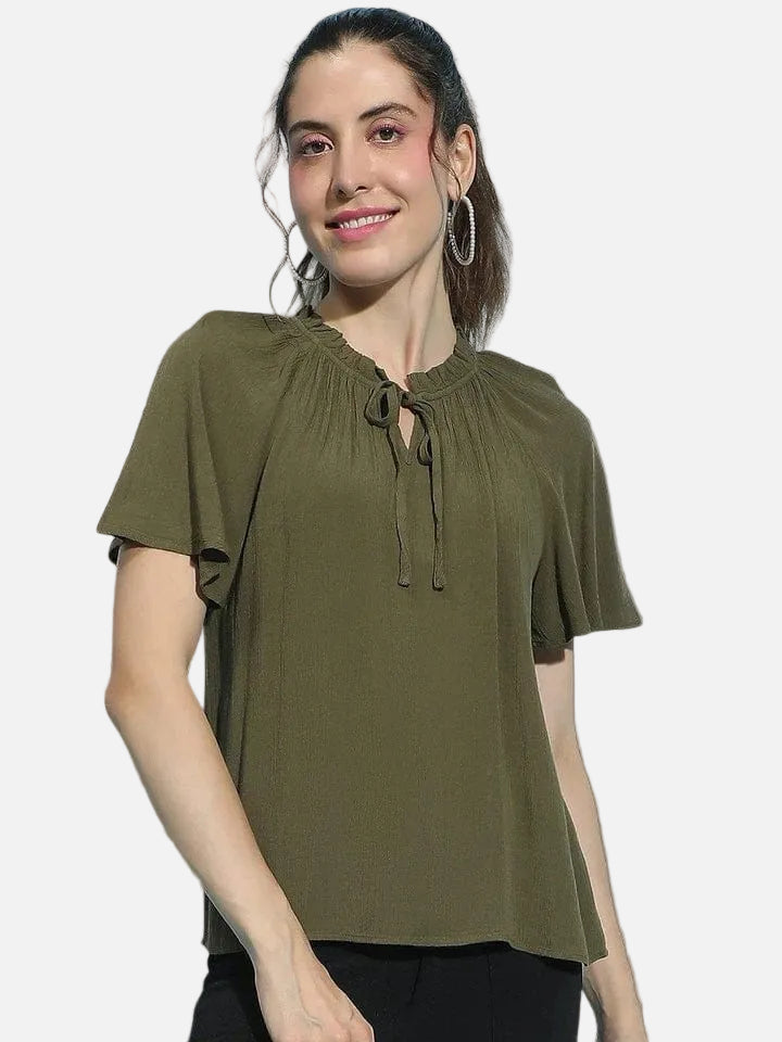 Khaki Crop Top