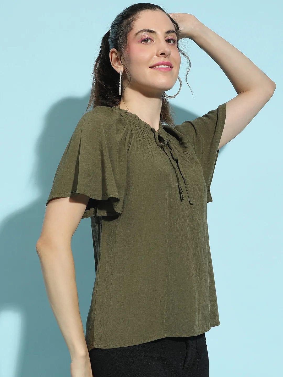 Khaki Crop Top