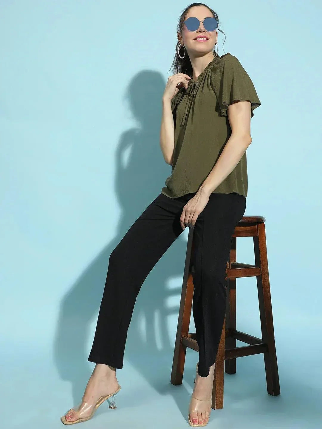 Khaki Crop Top