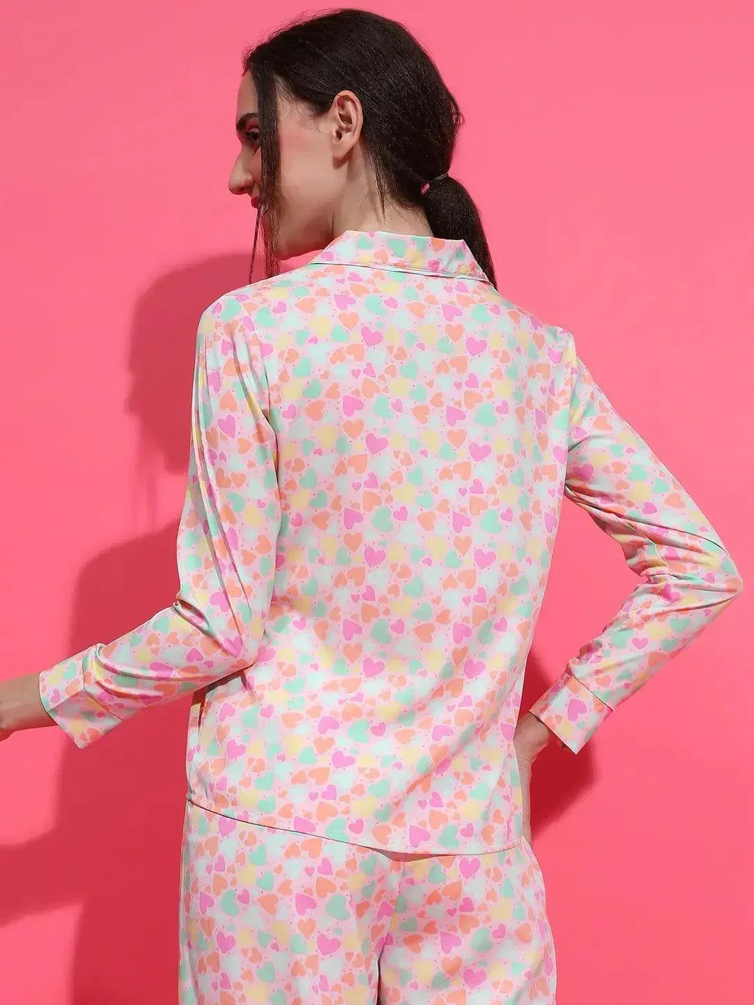White Floral Print Nightwear Shirt