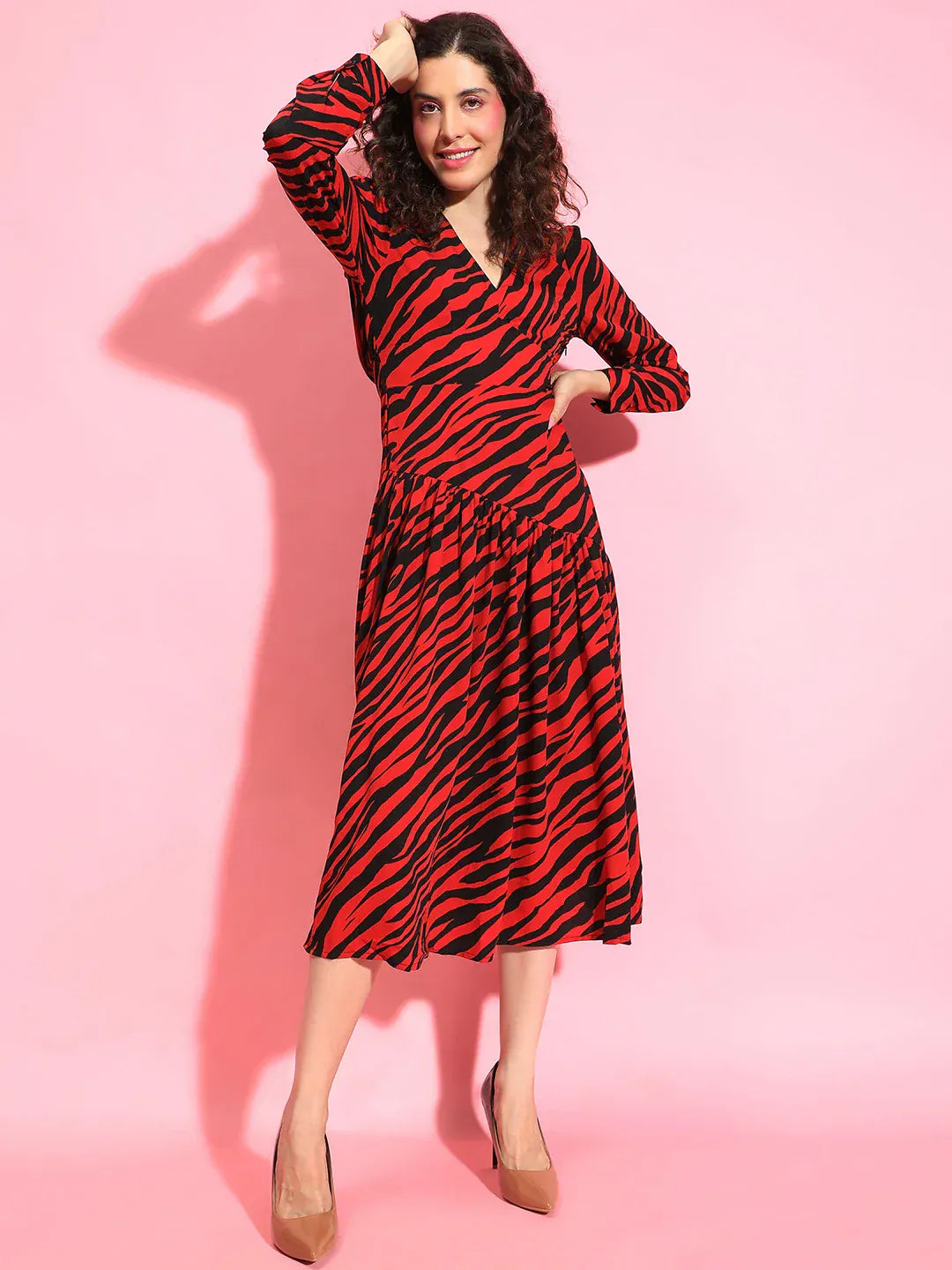 Red Animal Print Dress