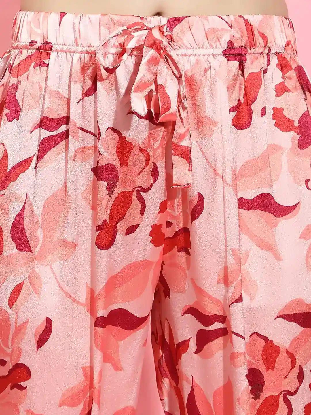Pink Floral Print Nightwear Pajama