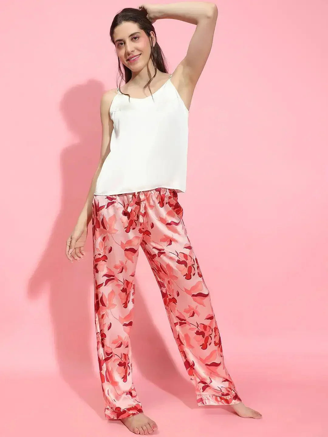 Pink Floral Print Nightwear Pajama