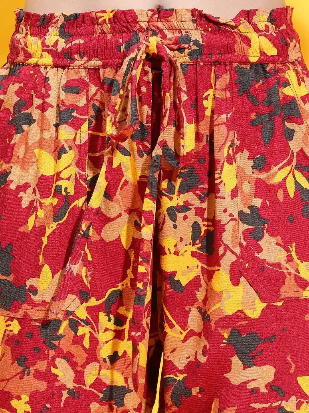 Trendsetter Delight Multicolor Floral Print Elasticated Women Trouser - oxolloxo