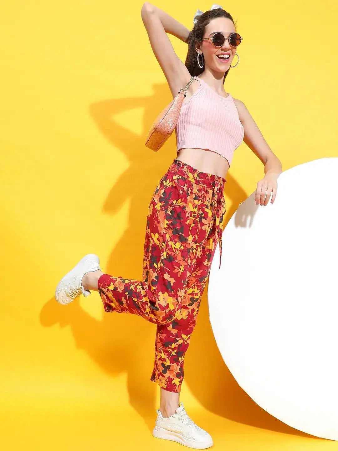 Trendsetter Delight Multicolor Floral Print Elasticated Women Trouser - oxolloxo