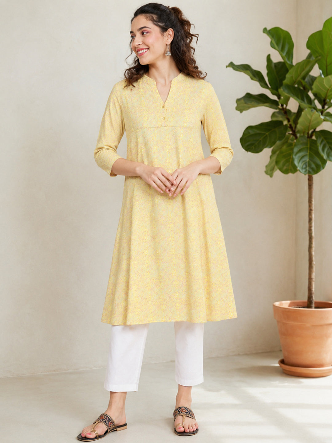 Yellow Floral Print Tunic