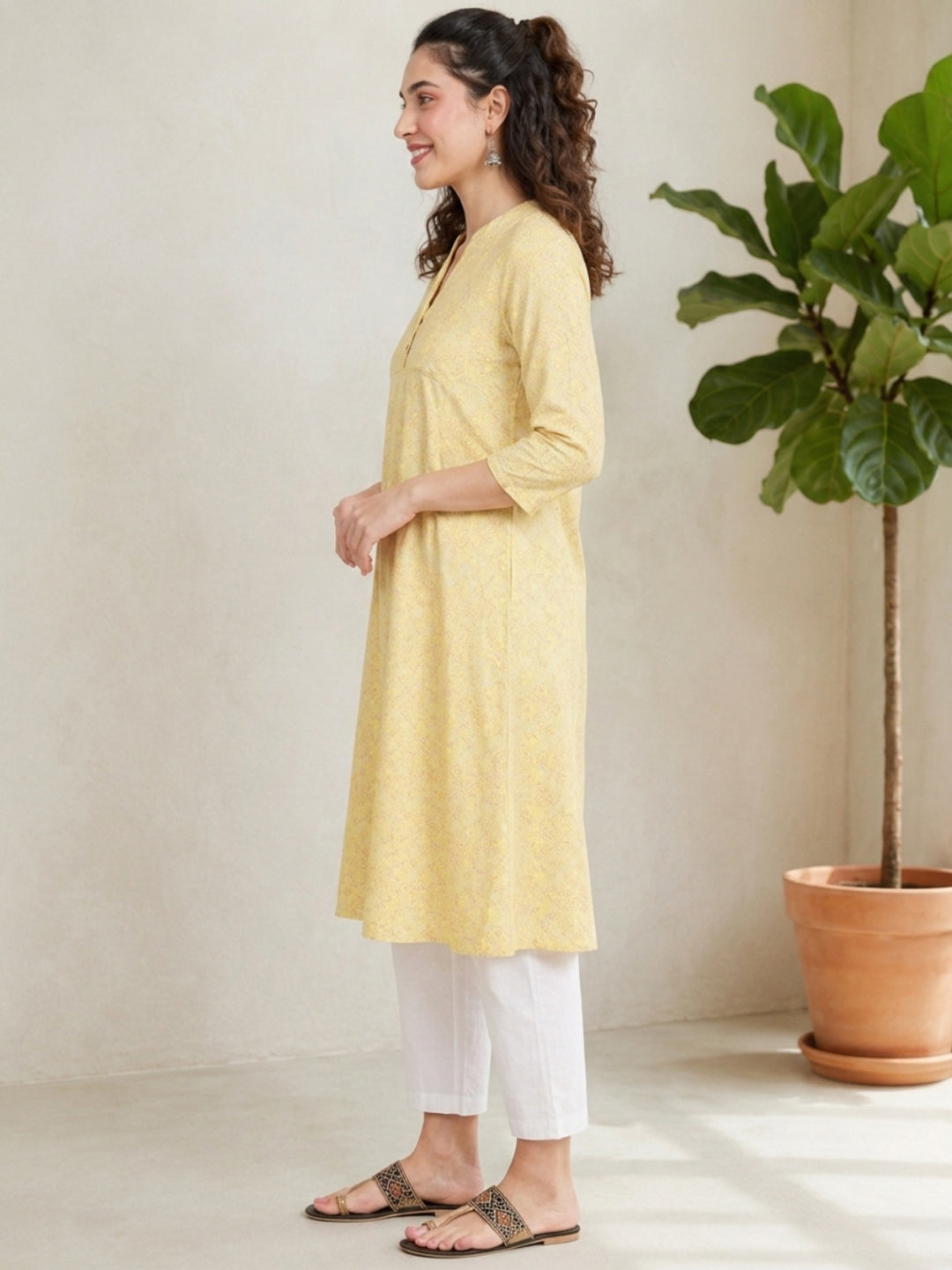 Yellow Floral Print Tunic