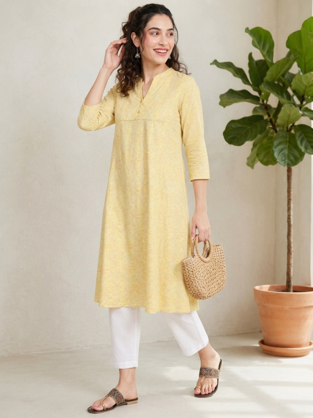 Yellow Floral Print Tunic