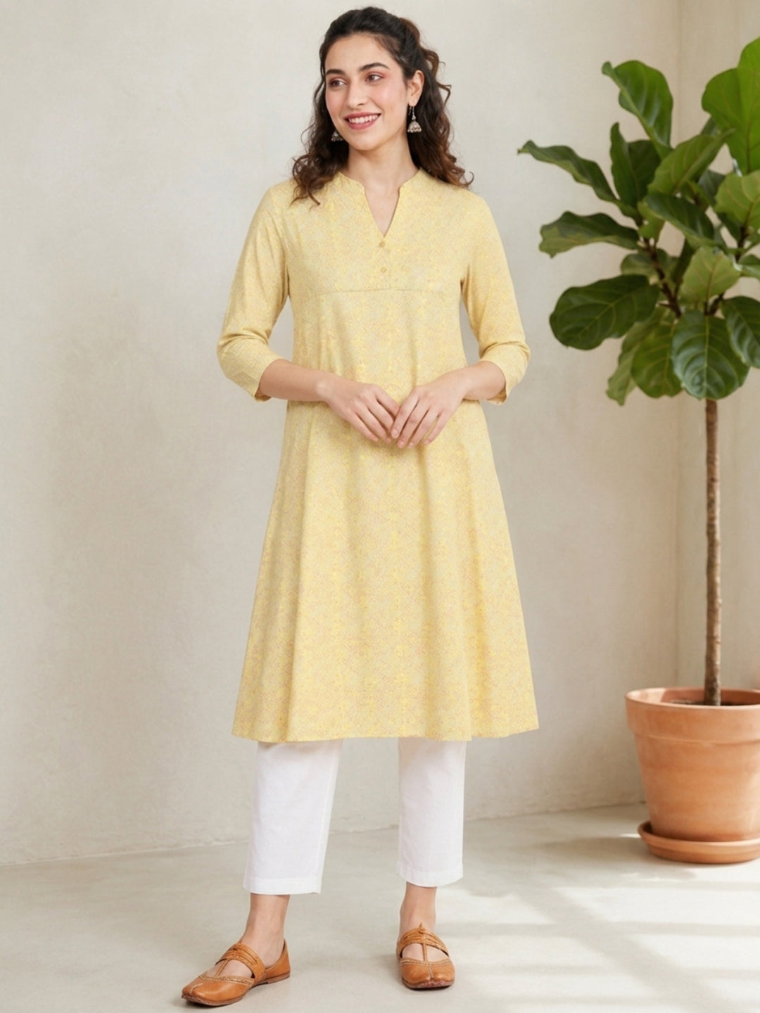 Yellow Floral Print Tunic