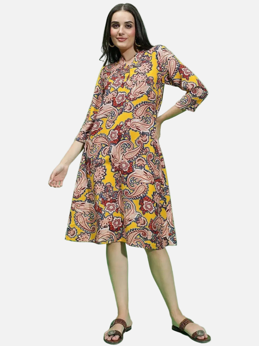 Vibrant Vista Multicolor Long Sleeve Women Dress - oxolloxo