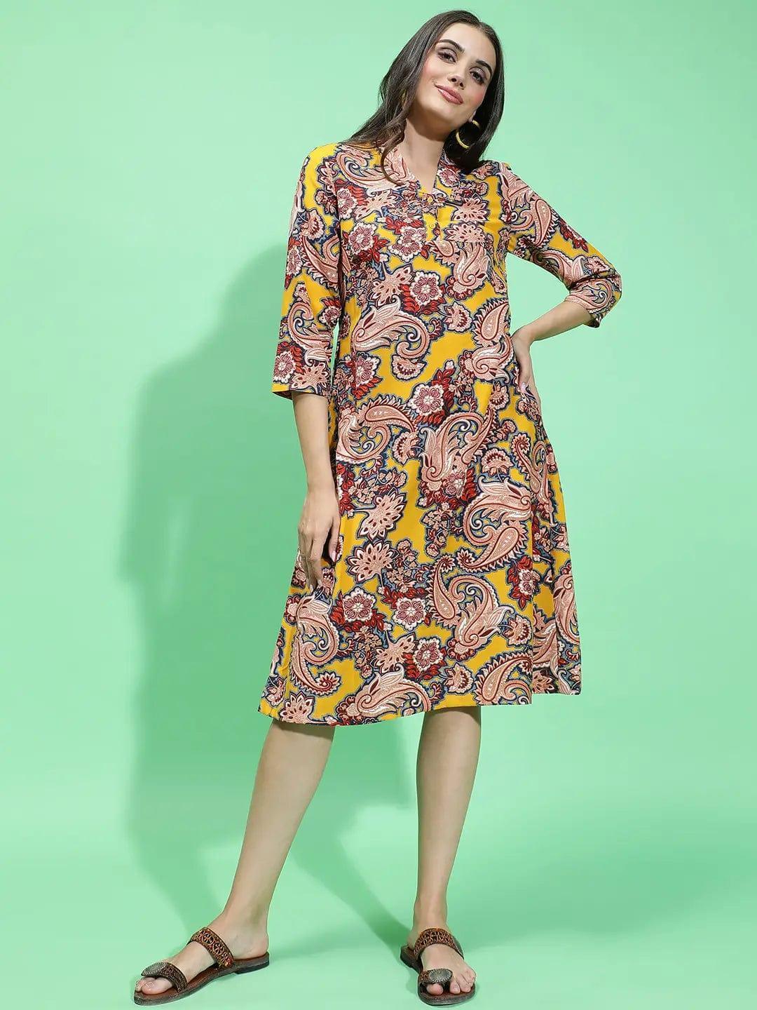 Vibrant Vista Multicolor Long Sleeve Women Dress   oxolloxo
