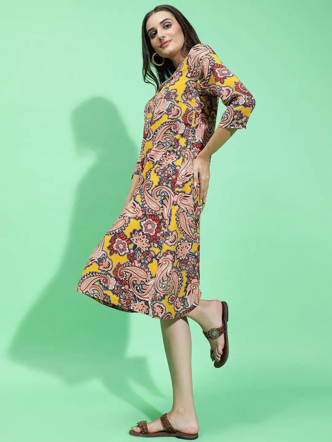 Vibrant Vista Multicolor Long Sleeve Women Dress   oxolloxo