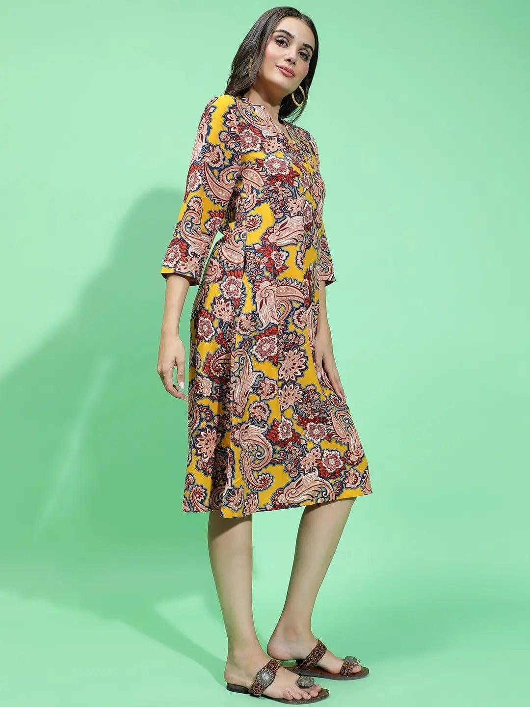 Vibrant Vista Multicolor Long Sleeve Women Dress   oxolloxo