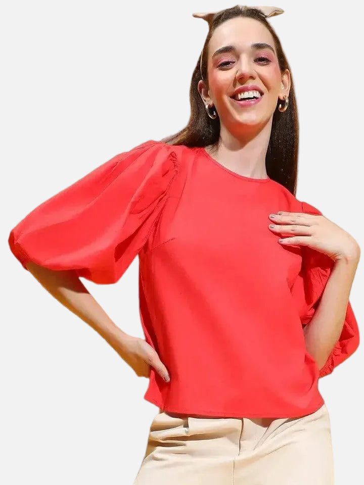 Red Cotton Crop Top