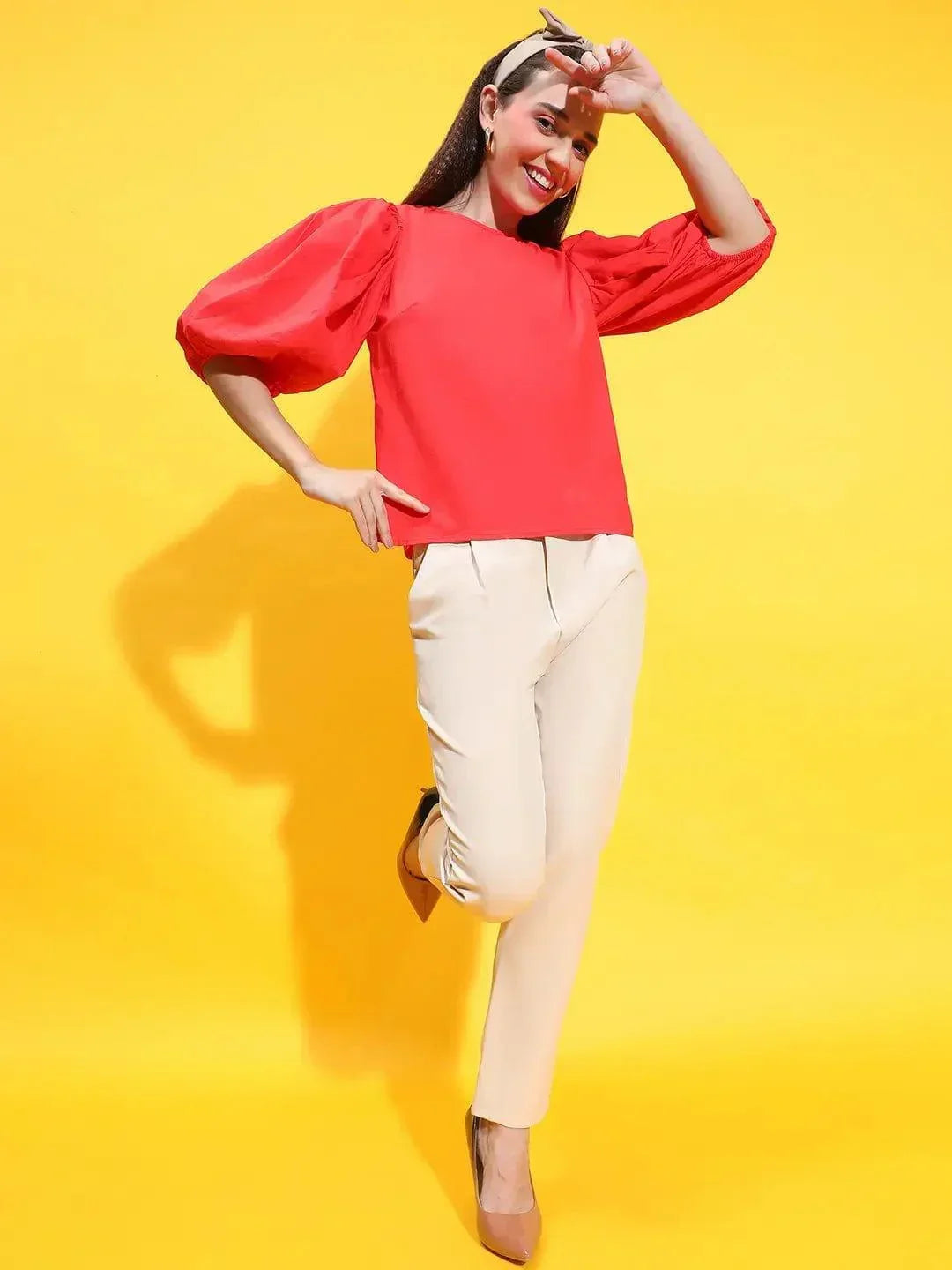 Red Cotton Crop Top