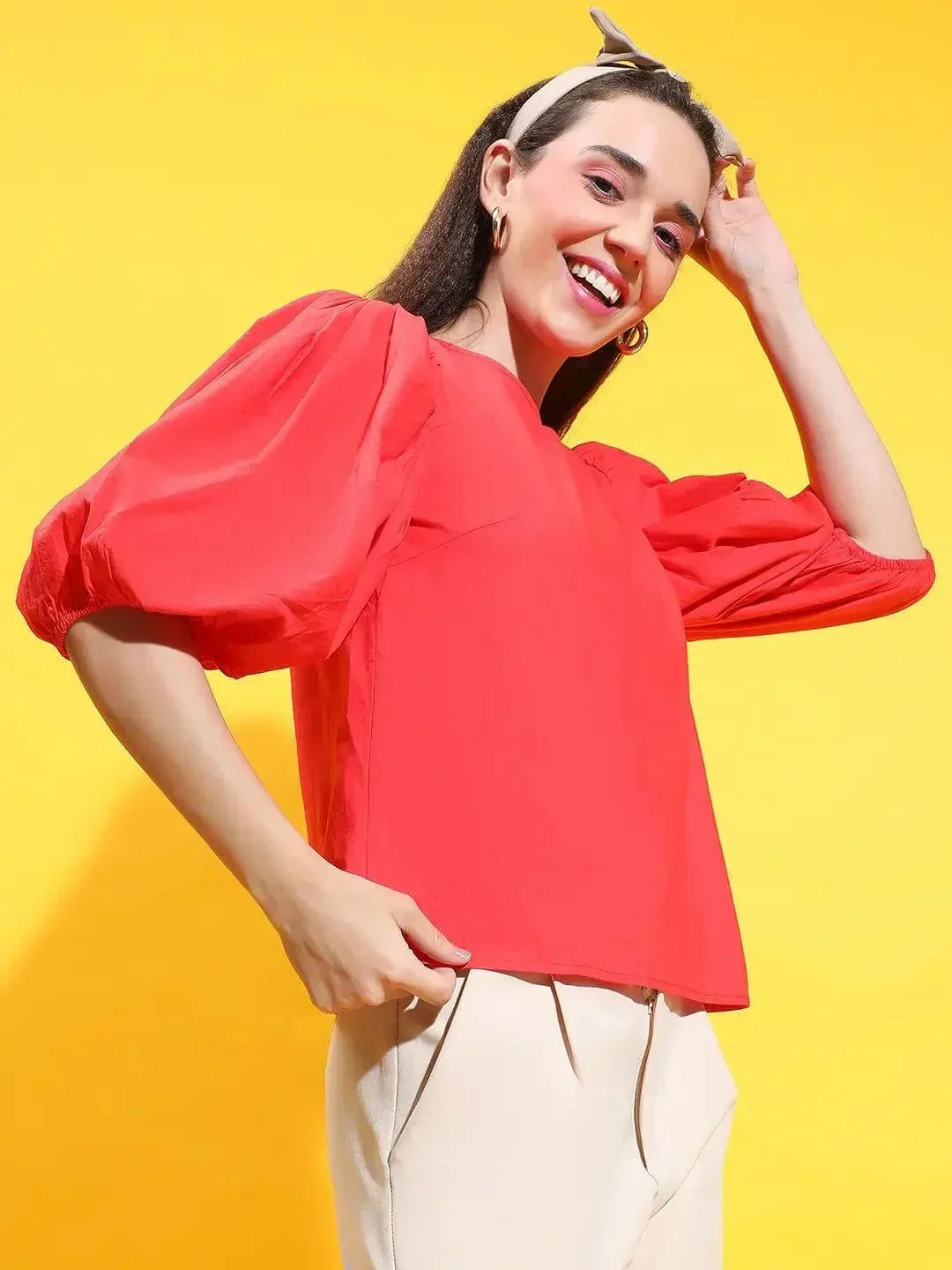 Red Cotton Crop Top