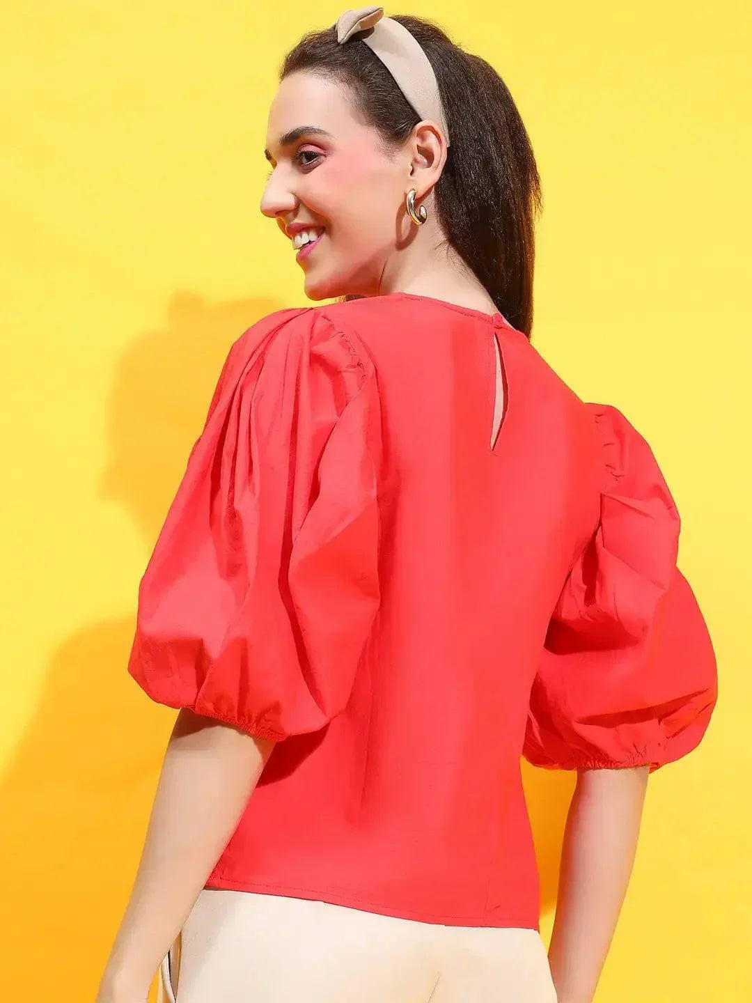 Red Cotton Crop Top