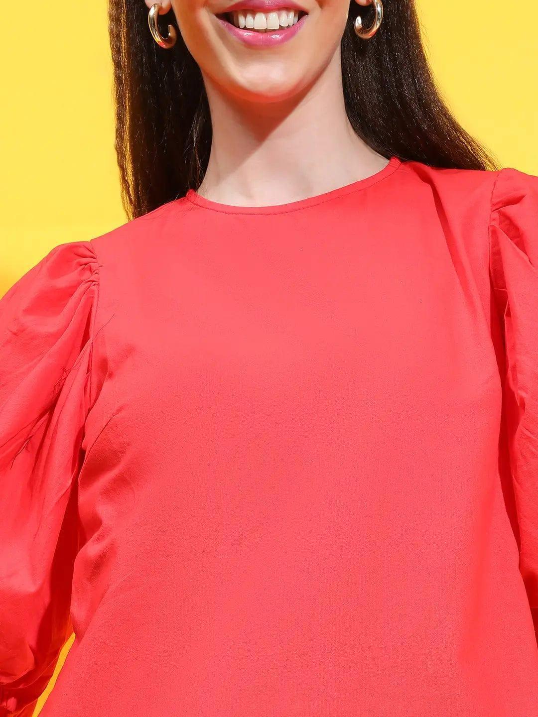 Red Cotton Crop Top