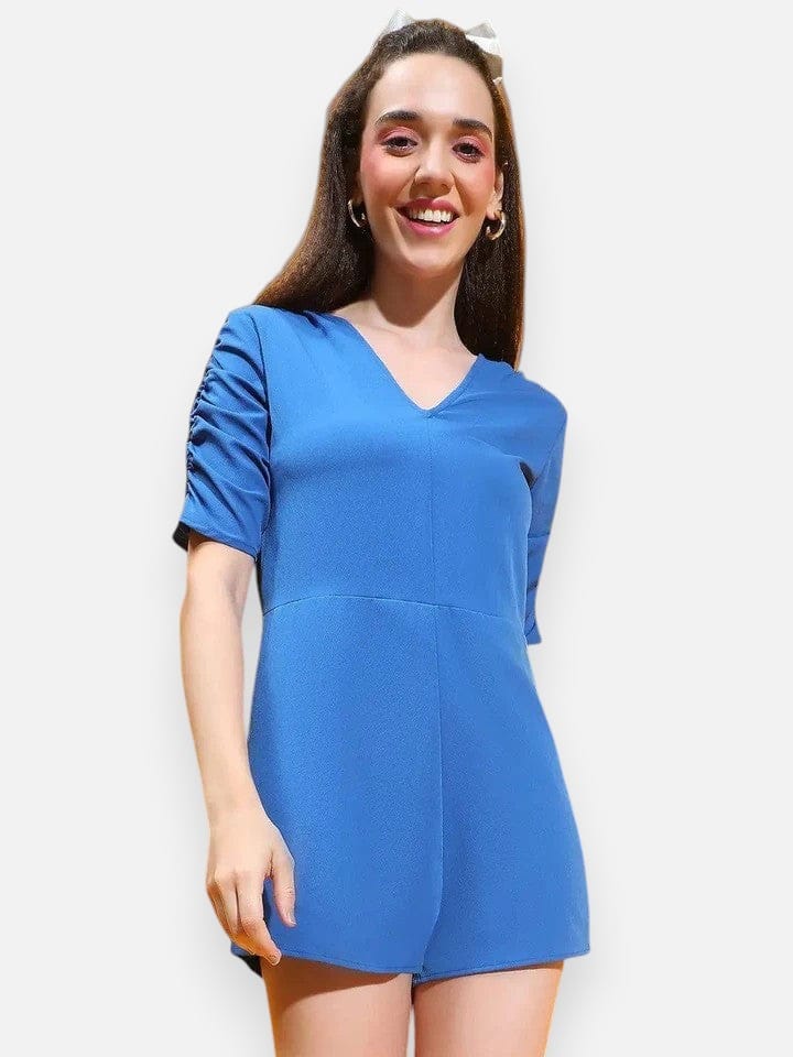 Women Blue Polyester Playsuit