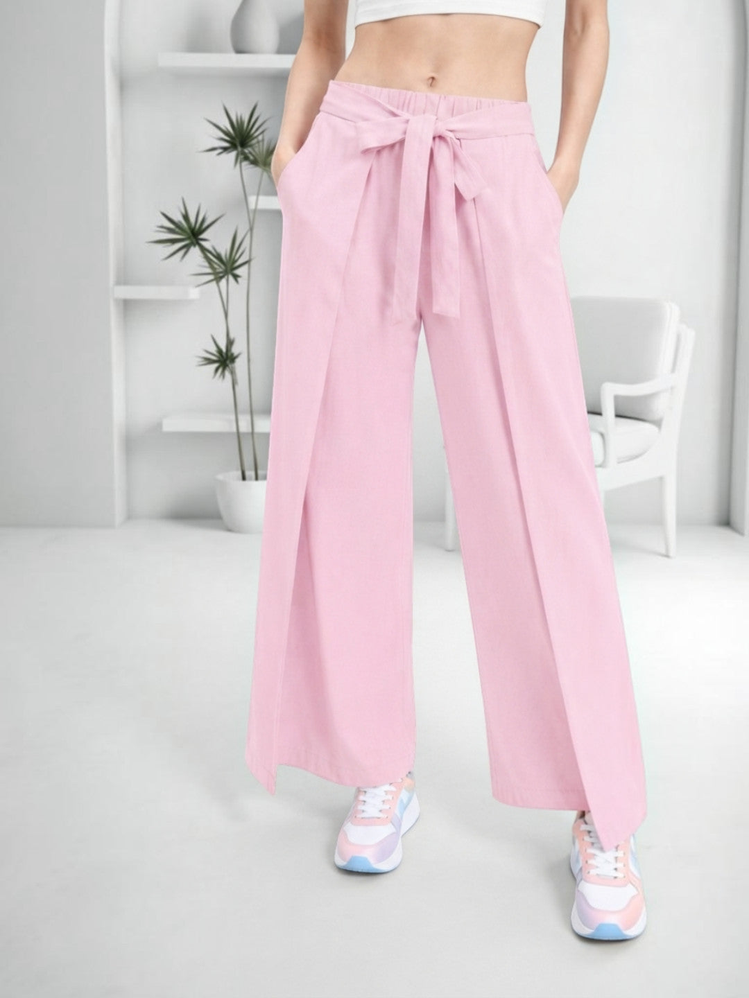 Women Pink Cotton Trouser
