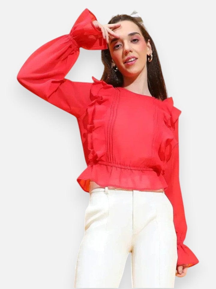 Women Red Crop Top