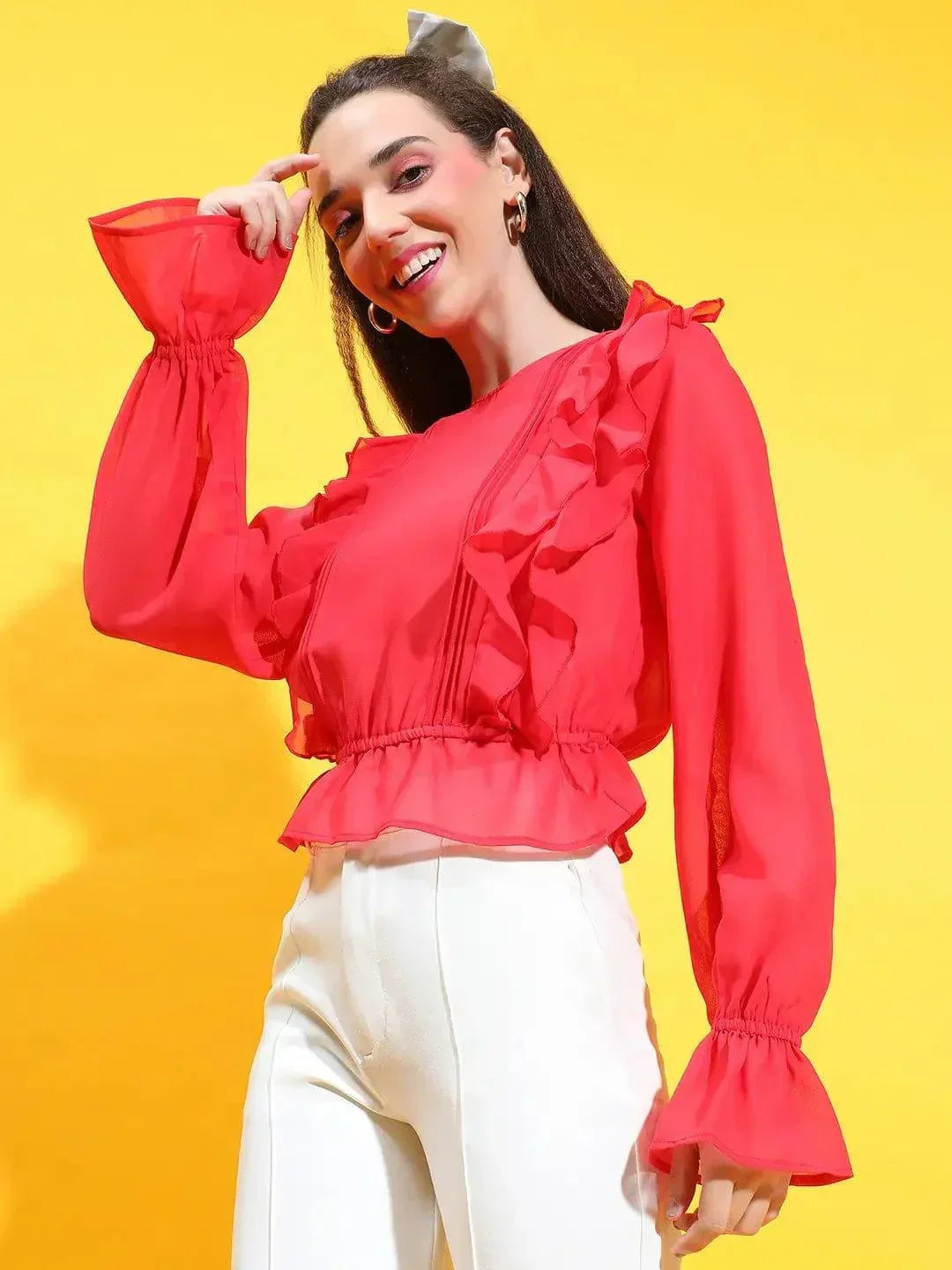 Women Red Crop Top
