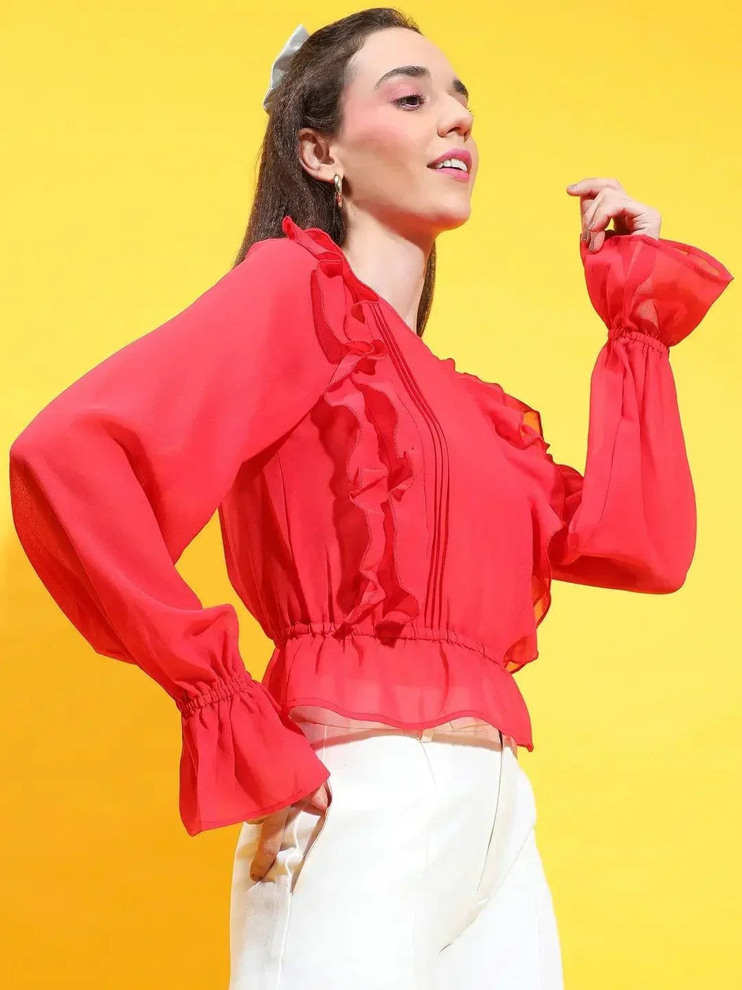 Women Red Crop Top