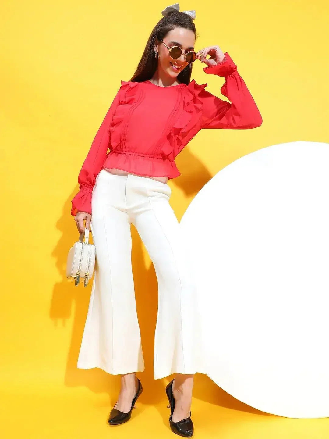 Women Red Crop Top