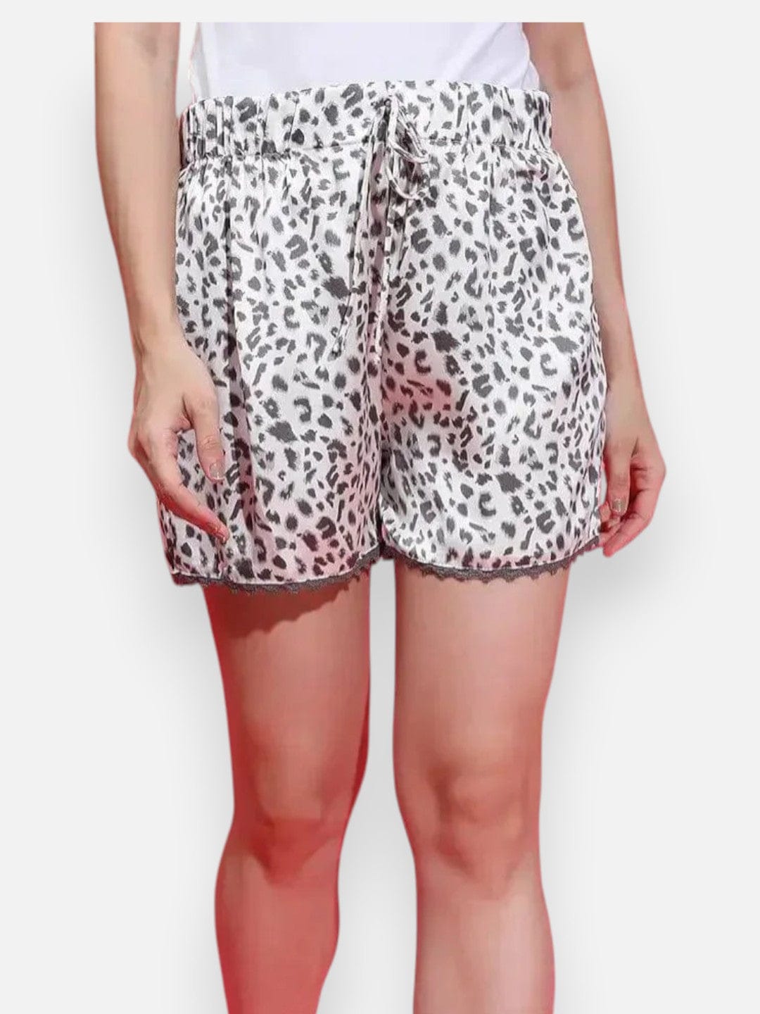 Grey Animal Print Nightwear Satin Short