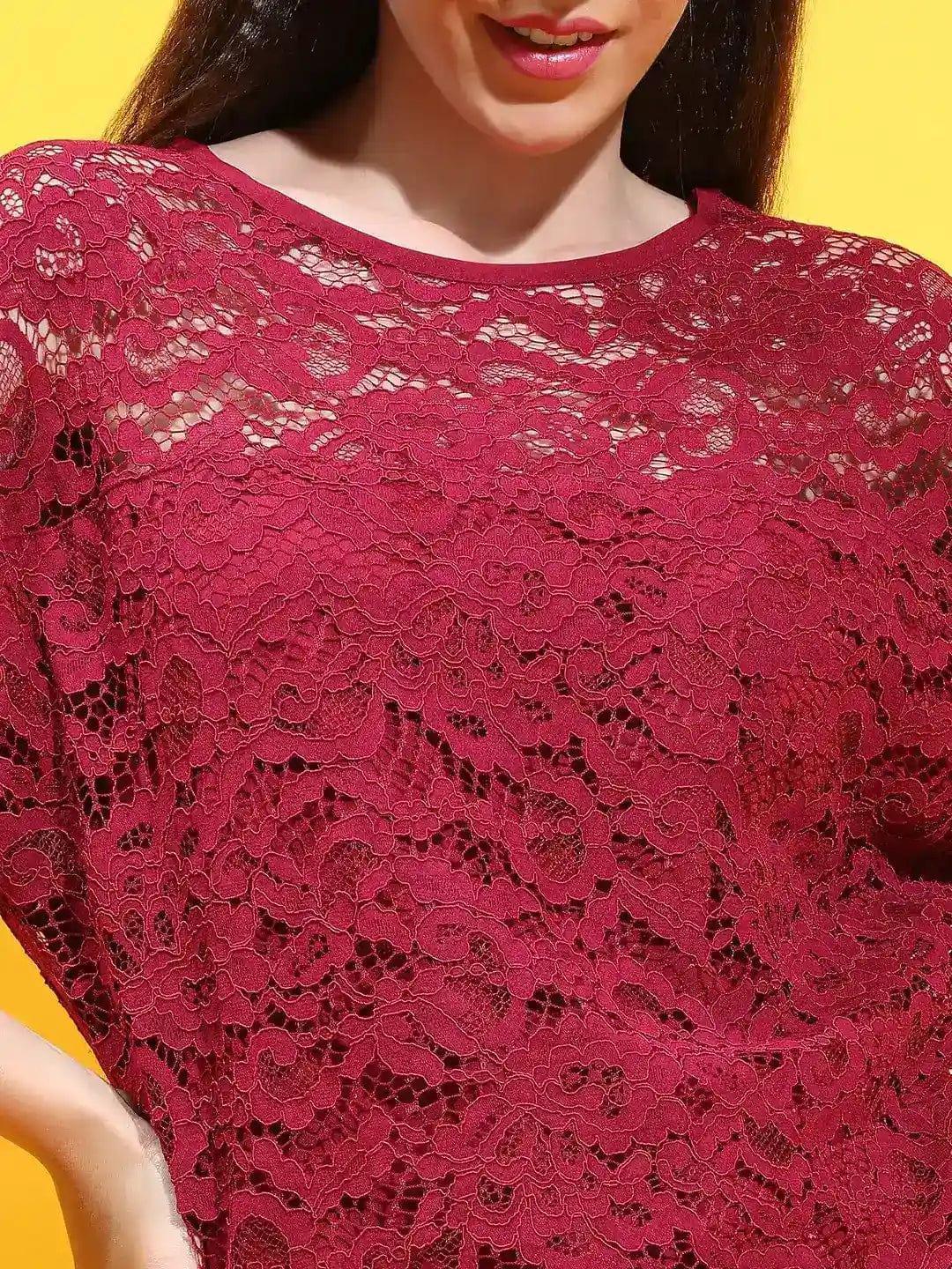 Women Maroon Crop Top