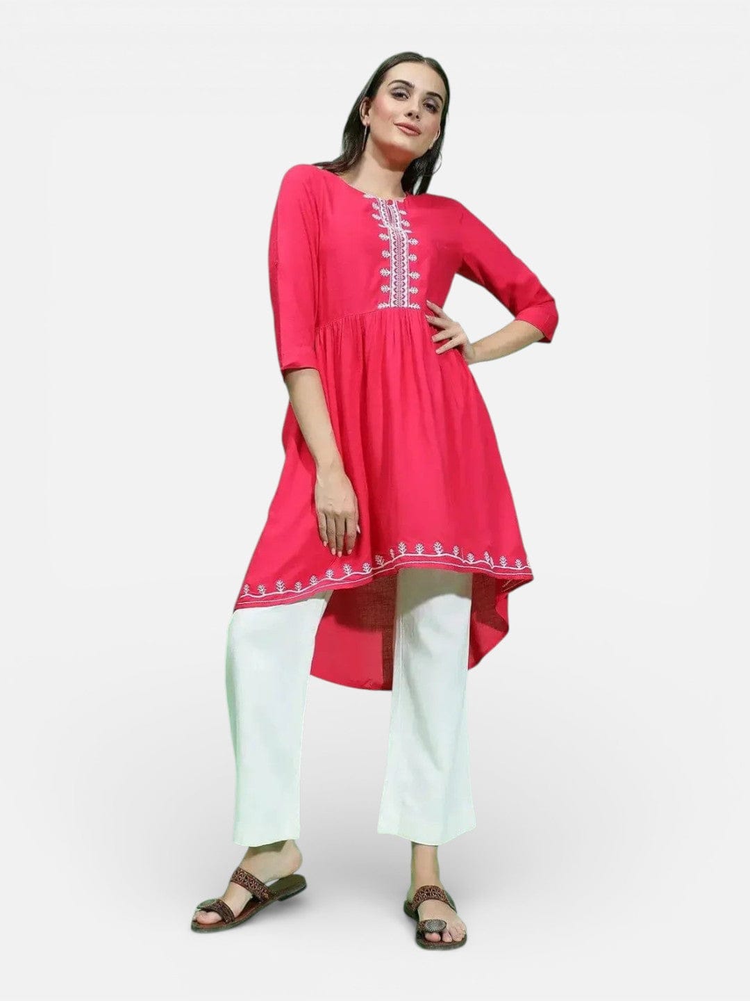 Women Pink Viscose Tunic