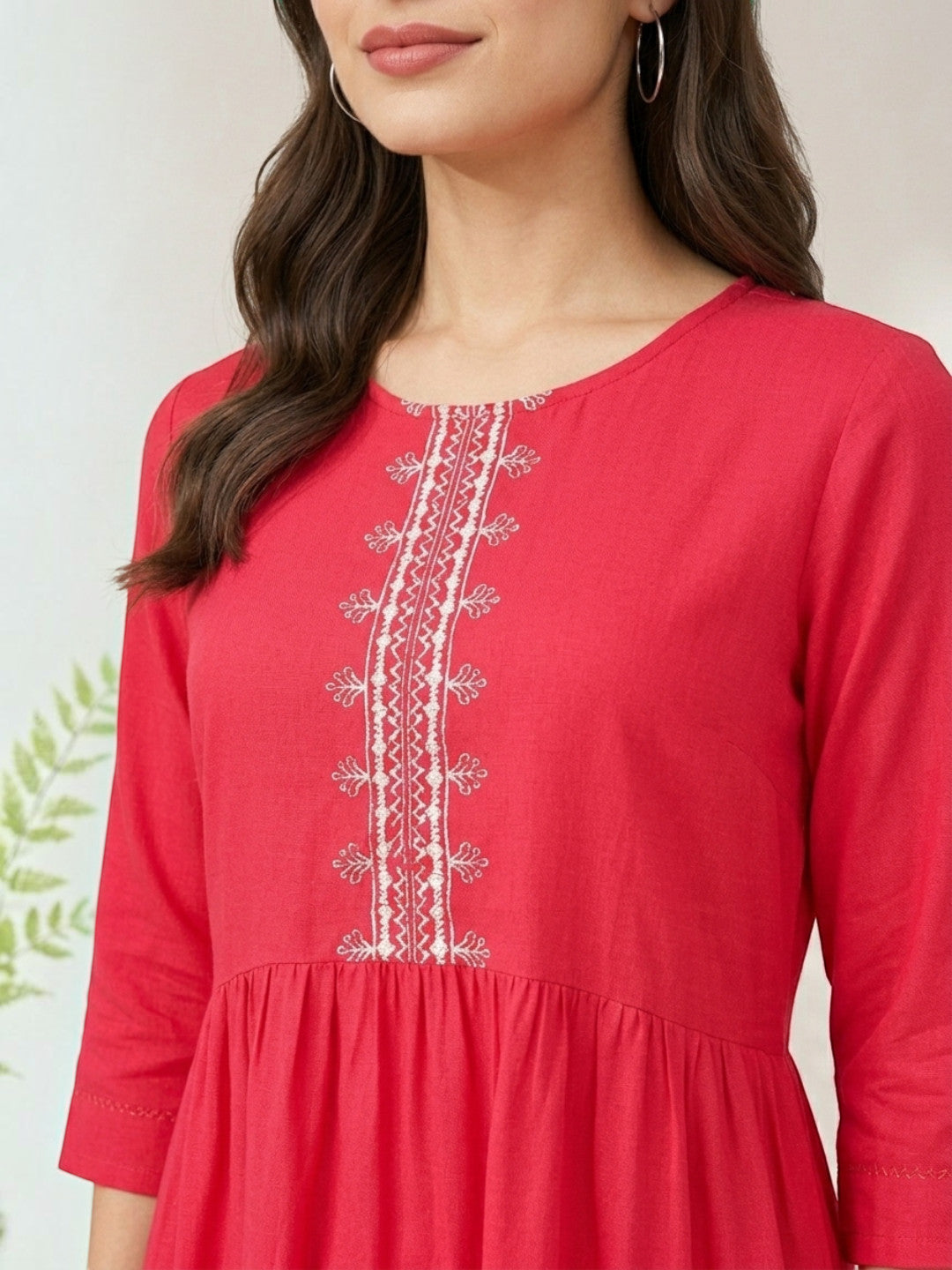 apex pink embroidery detailed with high low hem tunic
