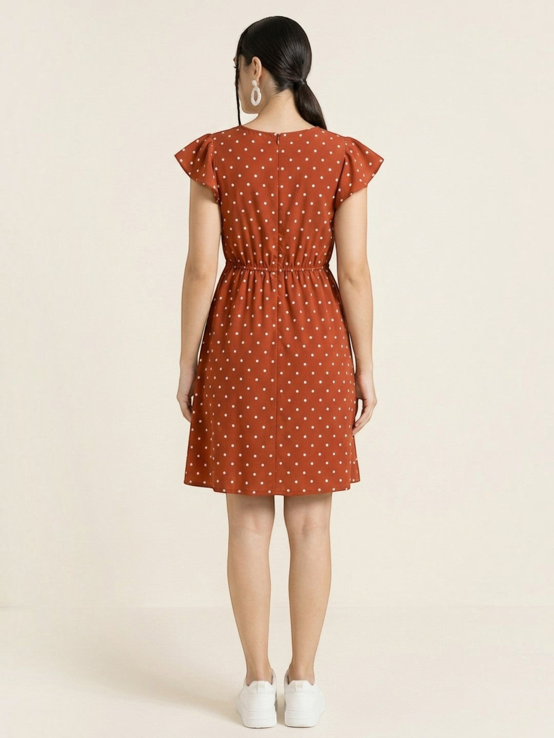 brown polka dot dress
