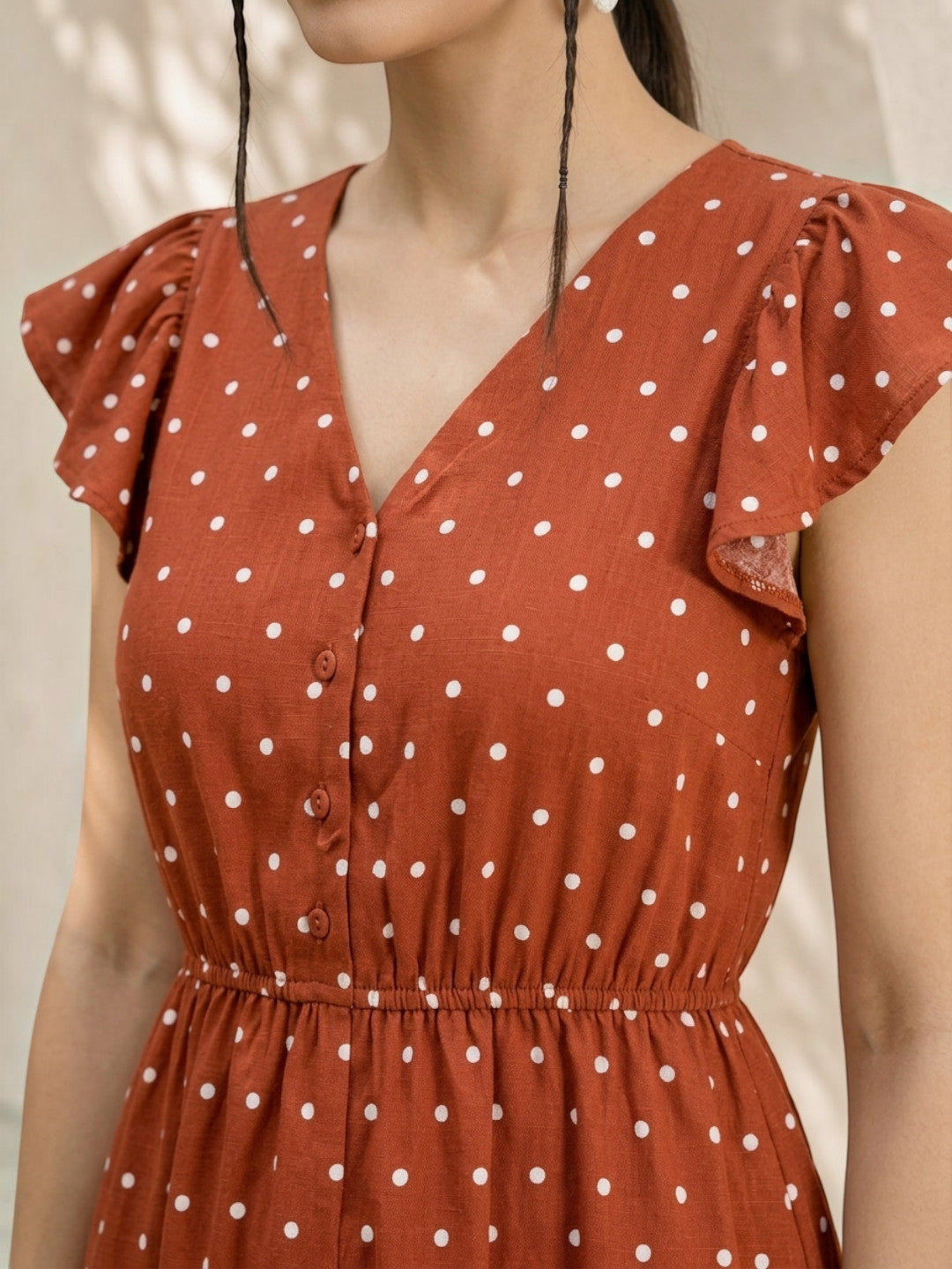 brown polka dot dress