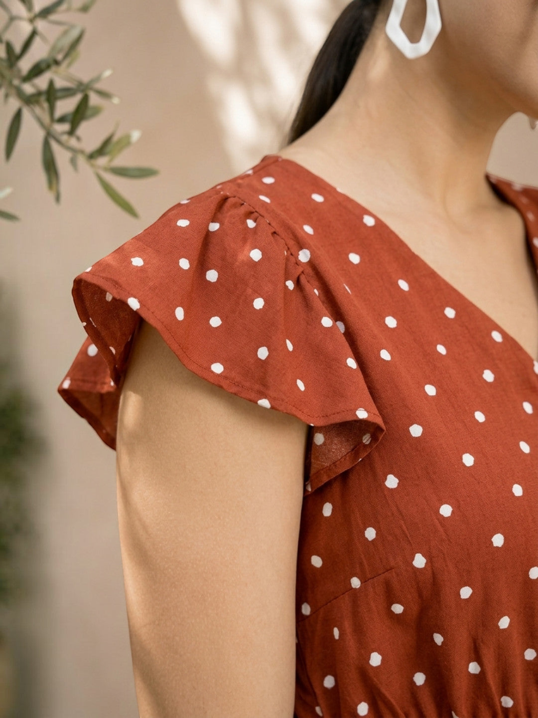 brown polka dot dress