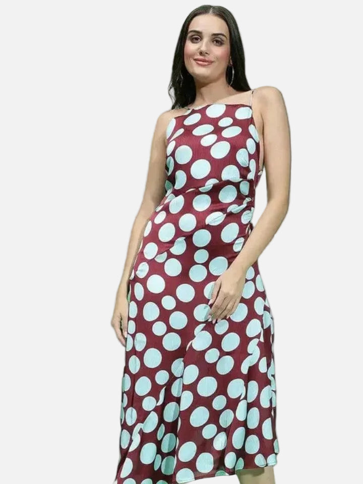 Maroon Polka Dot Dress