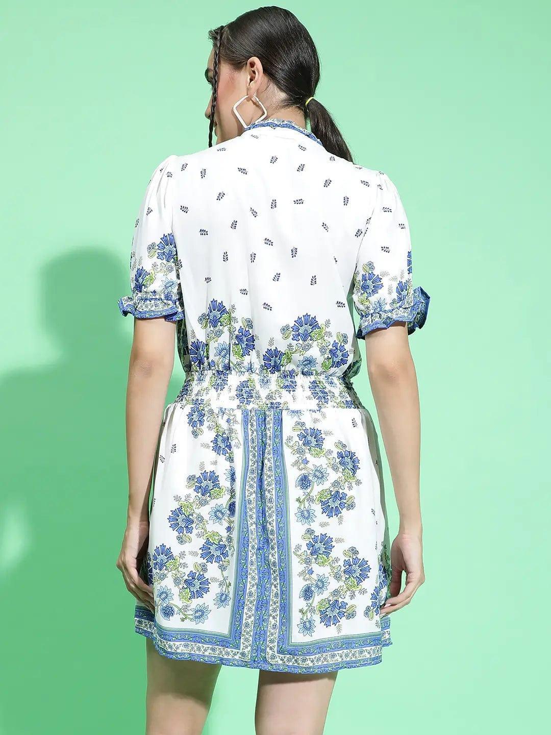 Blue Floral Print Dress